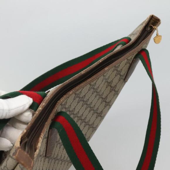 GUCCI GG Supreme Web Sherry Line Tote Bag Pvc Beige Green Red - Picture 6 of 16